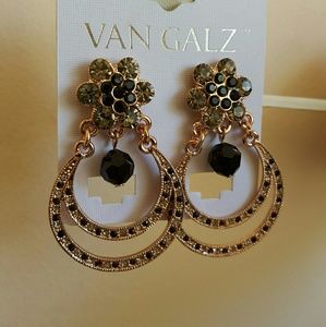 REDUCED $$ Rose Gold Plated Jet Swarovski Earrings